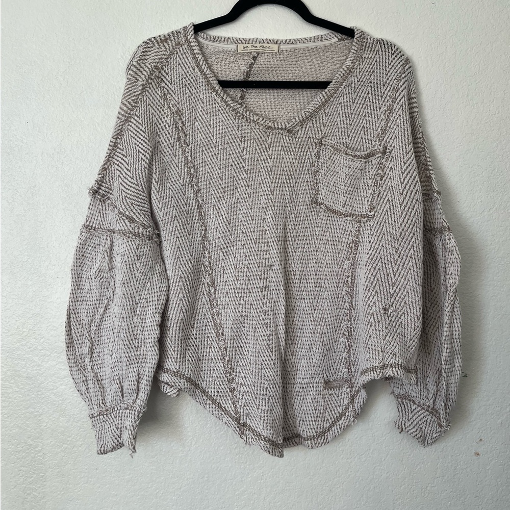 We The Free Textured Cream V-Neck Sweater
